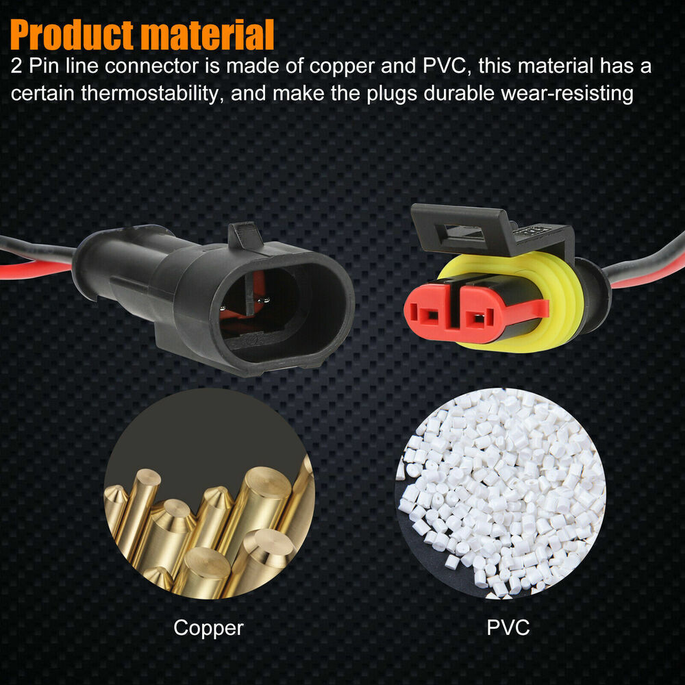 Lot 2Pin Waterproof Electrical Wire Cable Connector Male Female Way Plug Kit