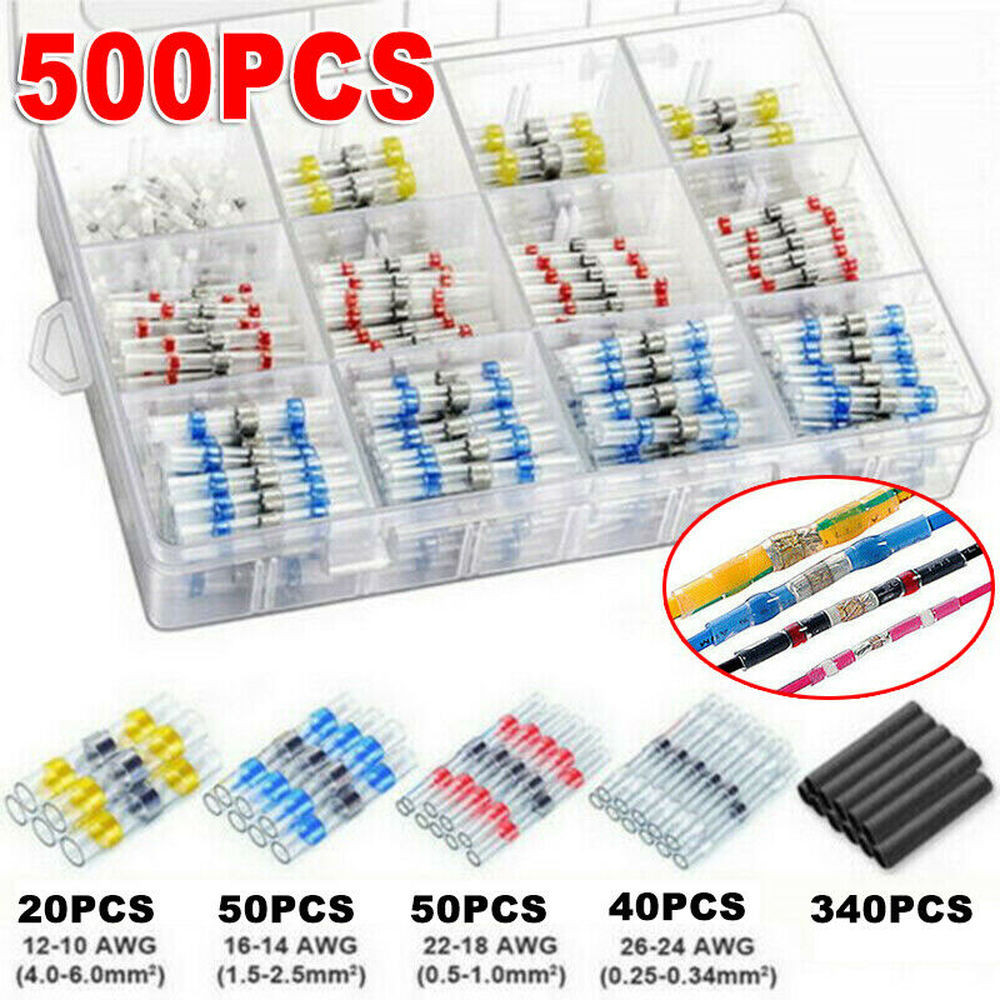 800PCS Waterproof Solder Seal Heat Shrink Wire Butt Terminal Connectors Kit Set