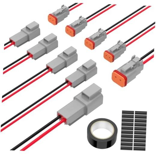 2 Pin Deutsch Connector, 16AWG Gray Male Female Wiring Harness 2Pin Gray 6 Set