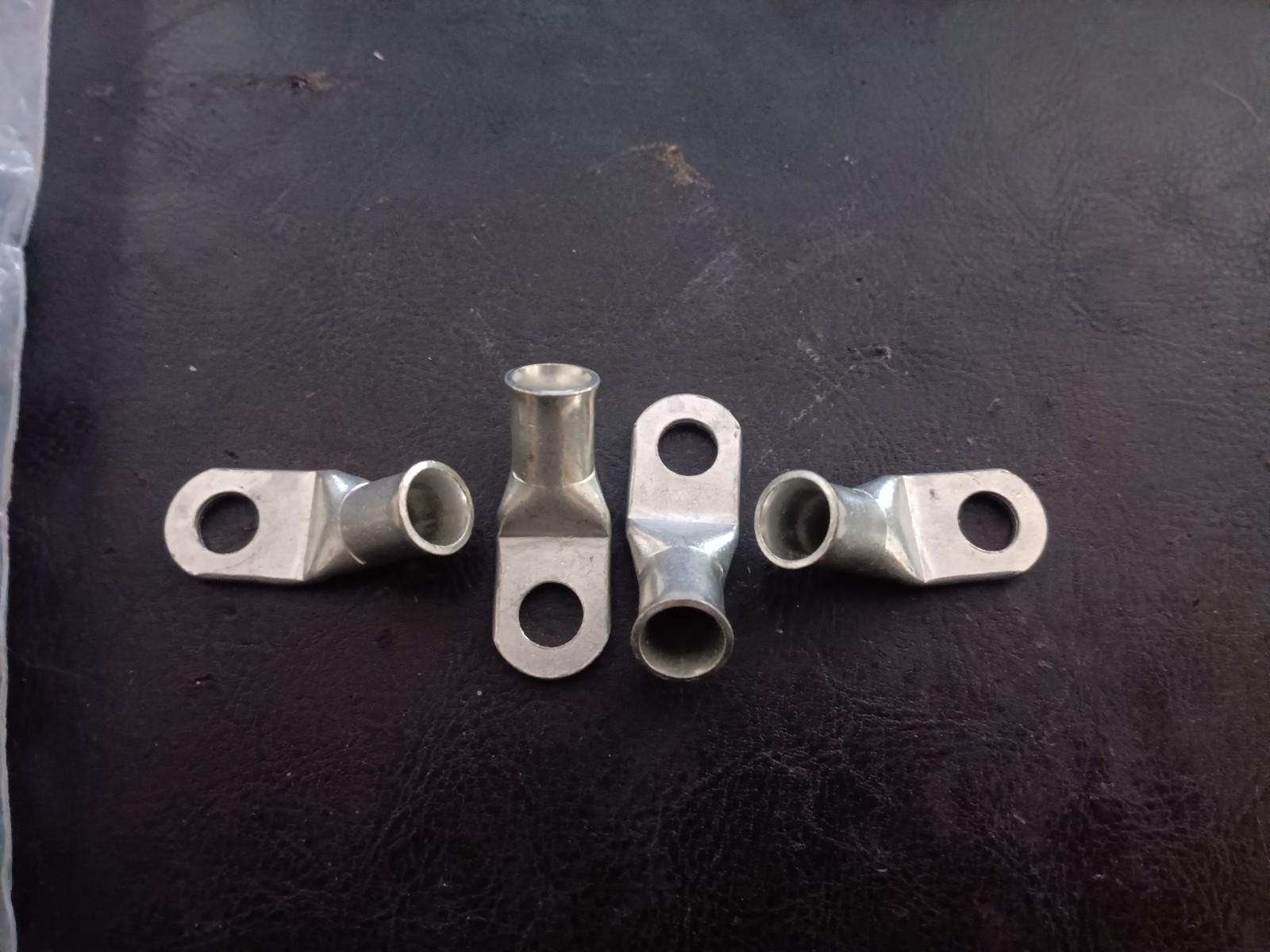 FOUR (4) PCS of 2 AWG 5/16″ Hole Ring Terminal Lug Tin Plated Copper – 45 Degree