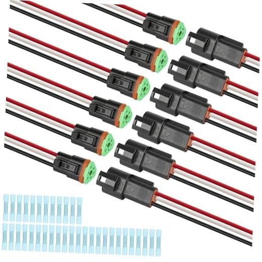 Deutsch DT 3 Pin Wiring Harness Connector 6 Kits, Deutsch 3Pin 6 Sets-Black