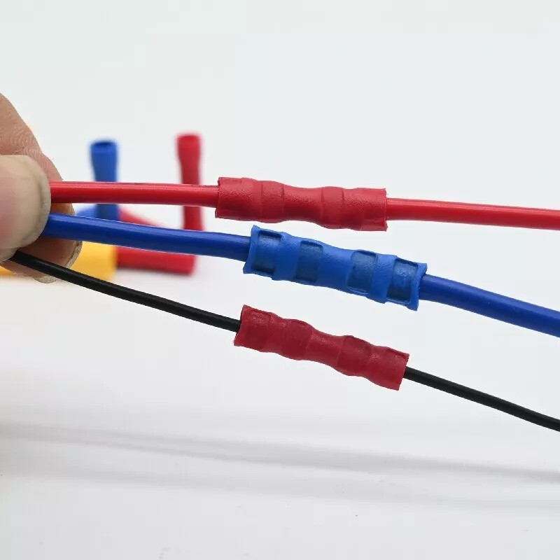 200PCS Electrical Straight Butt Connectors Insulated Splice Crimp Wire Terminals