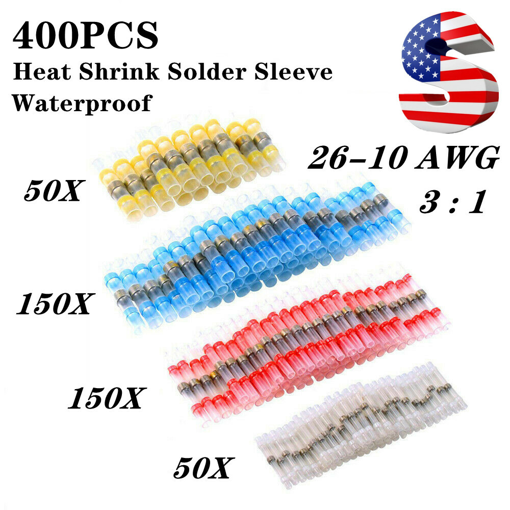 Car Waterproof Heat Shrink Tube Butt Terminal Solder Seal Sleeve Wire Connectors