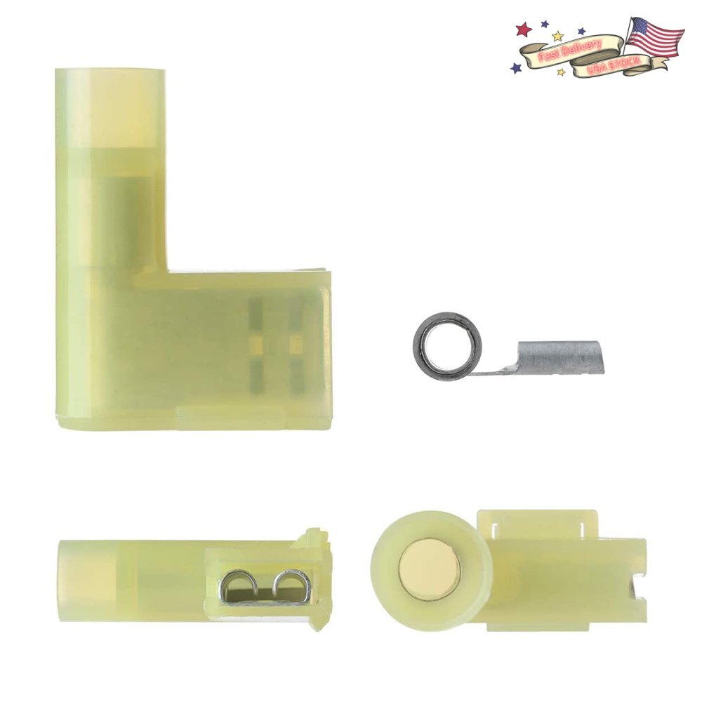 25pcs 12-10 AWG 90 Degree Nylon Flag Spade Female Insulated Terminals Connector