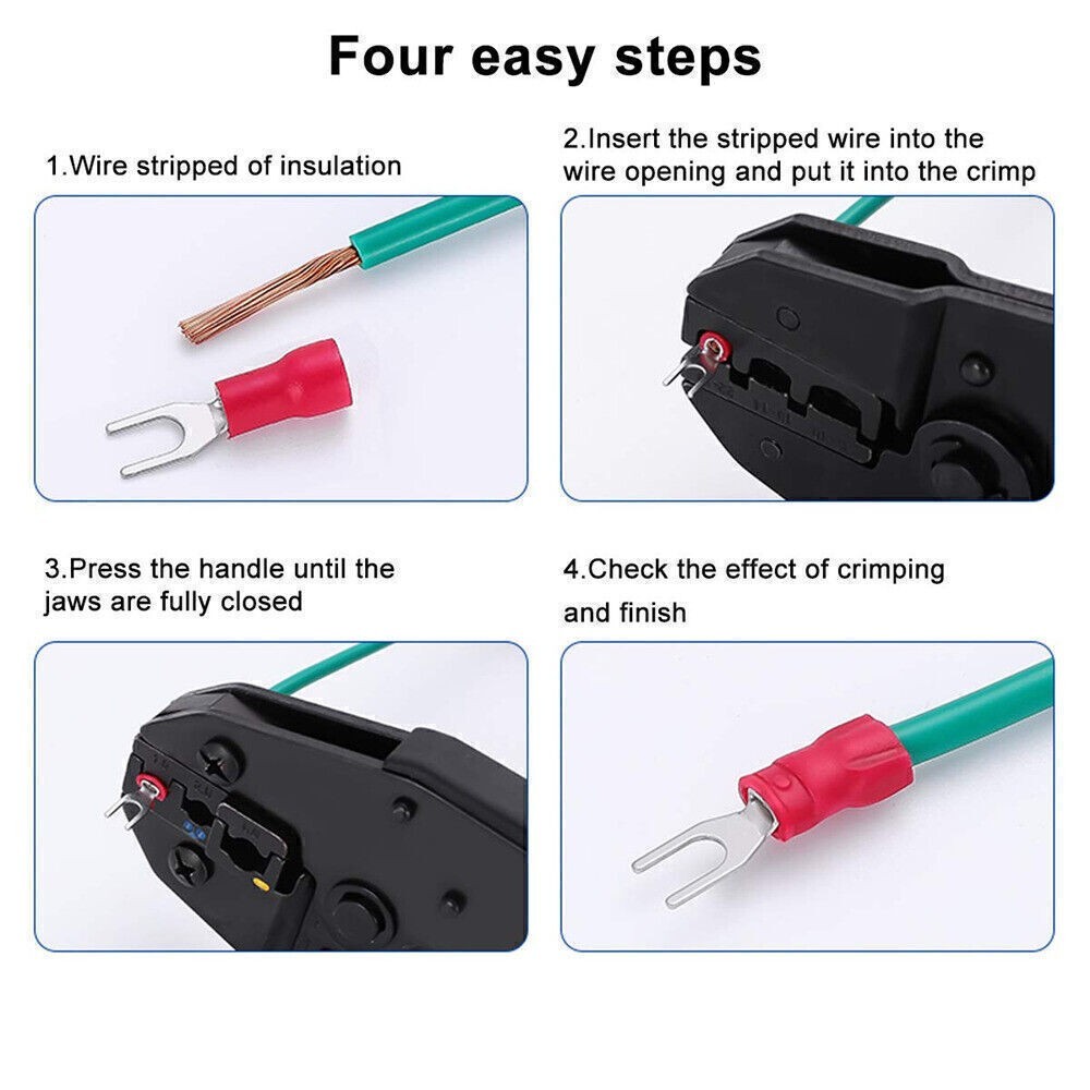 50-1000pcs Red #8 Fork Spade Terminals Insulated Crimp 16-22 AWG Wire Connectors