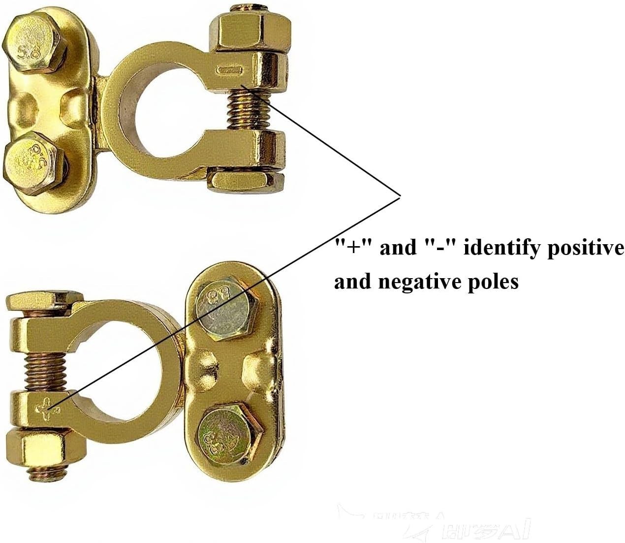 Versatile 12V Battery Terminal Connectors for Car, Boat, RV & ATV – Gold Finish