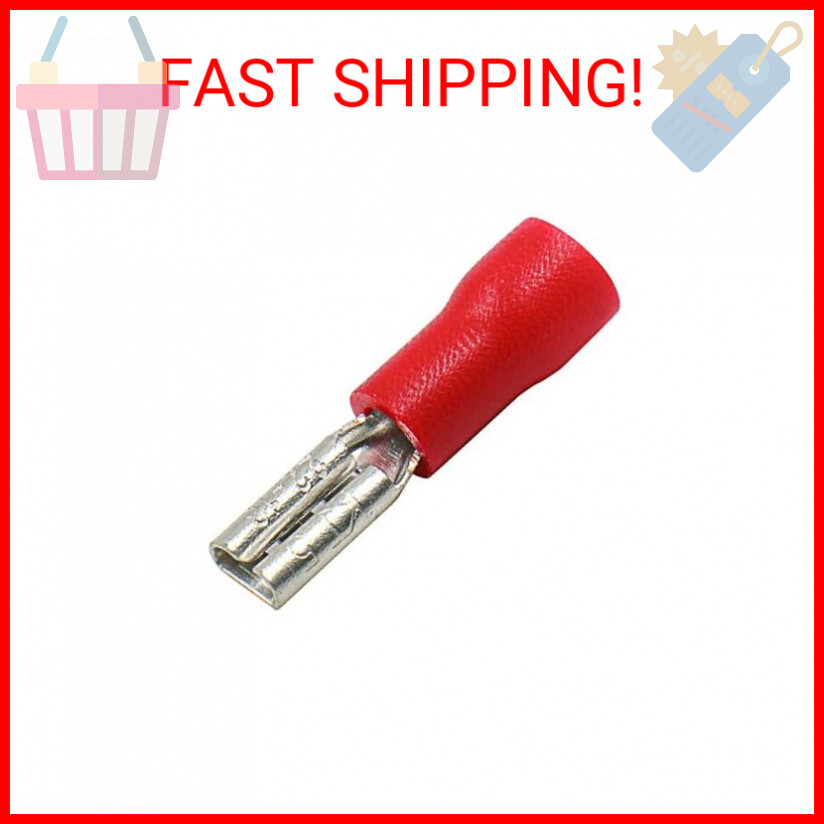 Baomain 0.11″ Red Female Insulated Spade Wire Connector Electrical Crimp Termina