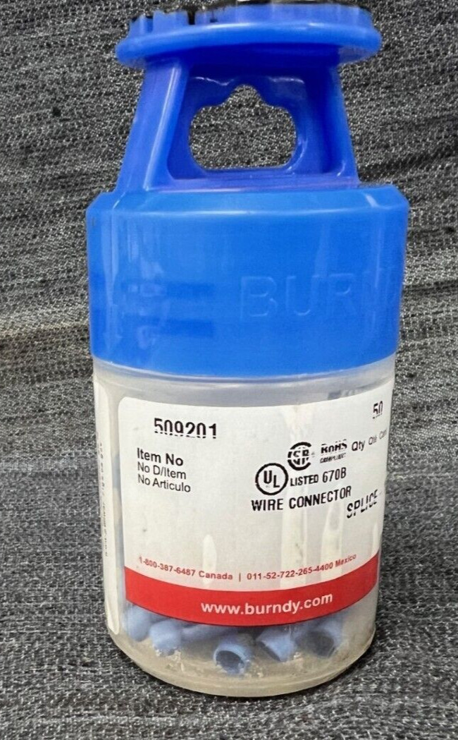 BURNDY SP14 509201 WIRE CONNECTOR 16/14 AWG 600V105C MAX LENGTH 1″ LOT OF 50