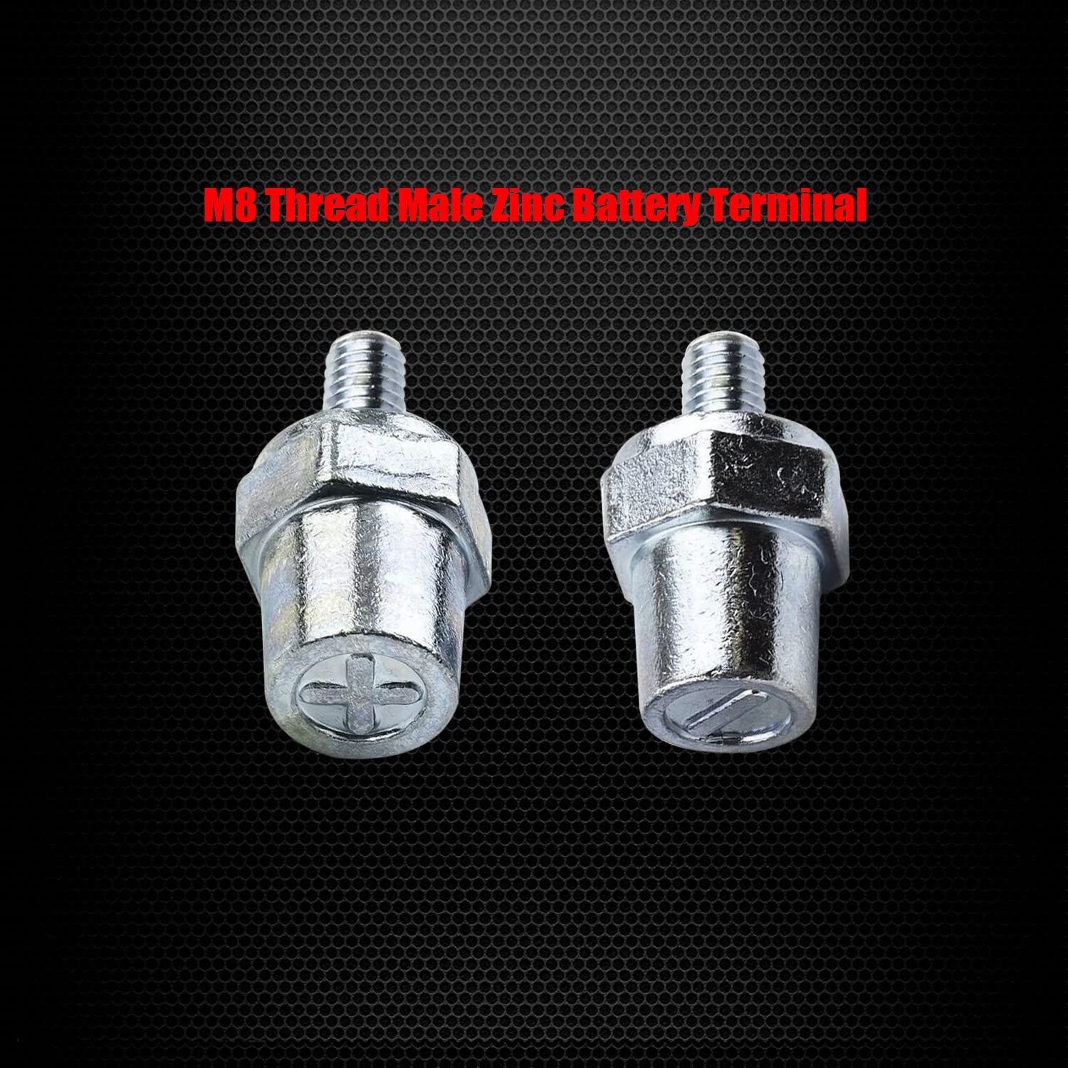 M8 Thread Male Zinc Battery Terminal Charging Posts M8 Battery Post Adapter +/