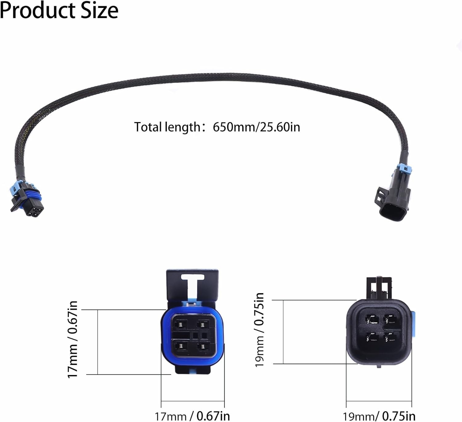SET2 O2 Oxygen Sensor Extension 4 pin Wire Harness 24″ LS1 LS2 LS6 GM 02 Header