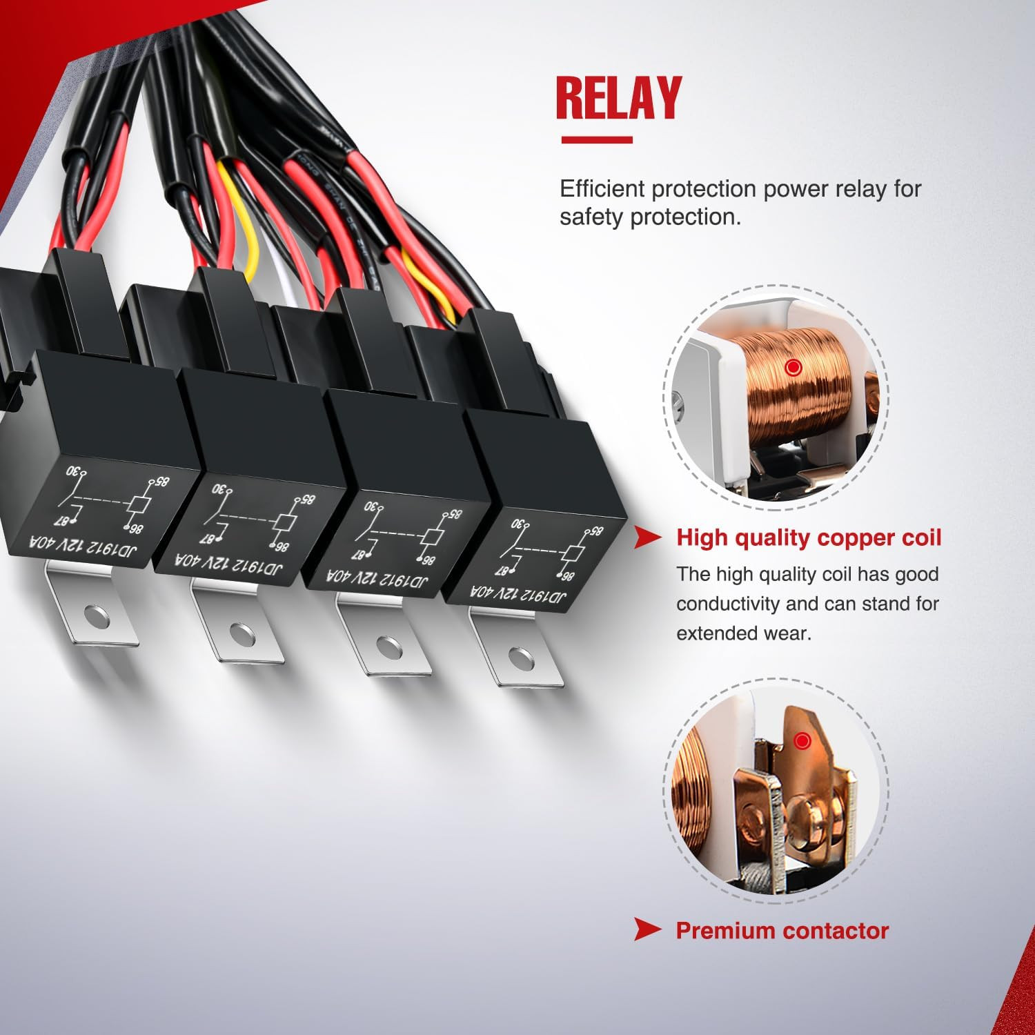 16AWG 14AWG 12AWG LED Light Bar Wiring Harness Kit 12V On/Off 4 Gang Rocker Swit