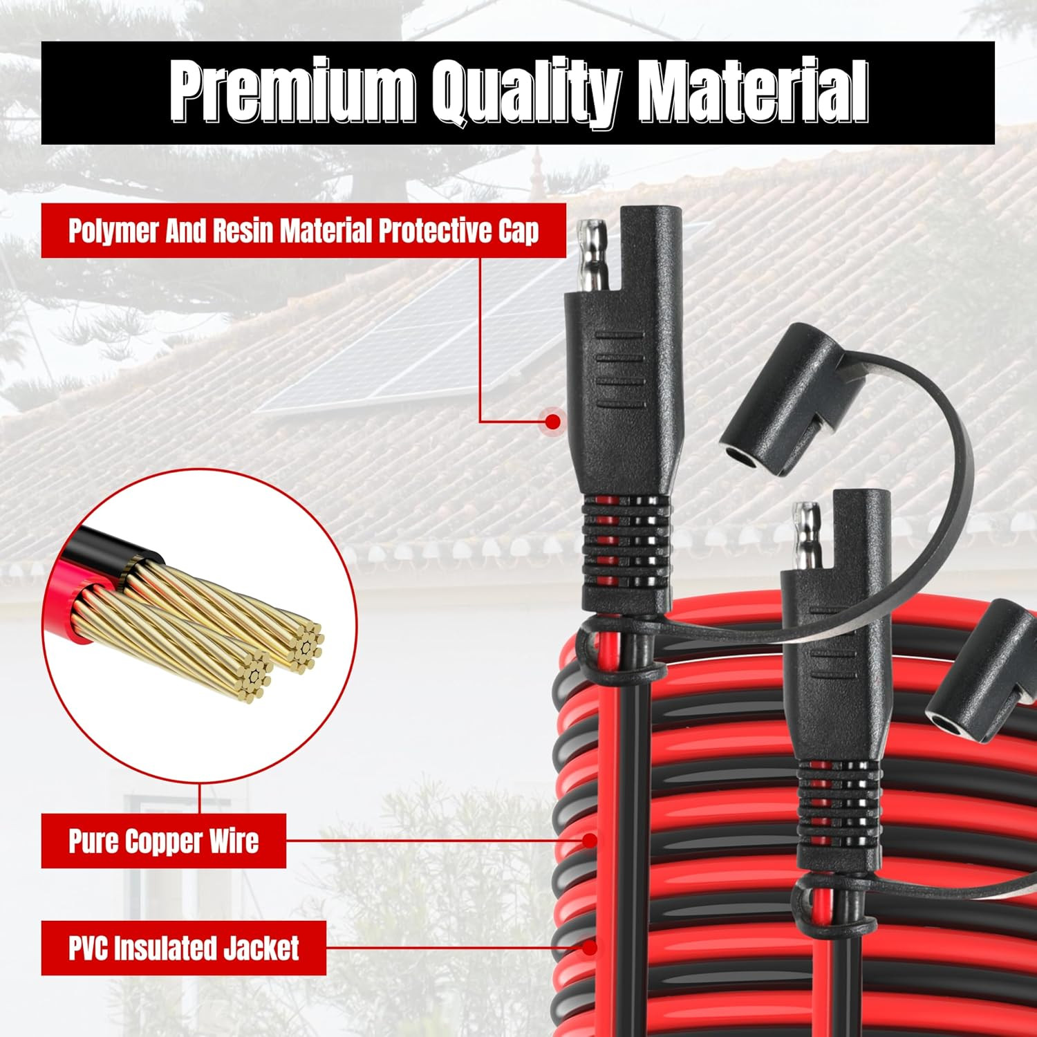 10FT 14AWG SAE Extension Cable, 14 AWG SAE Quick Disconnect Wire Harness 14 Gaug