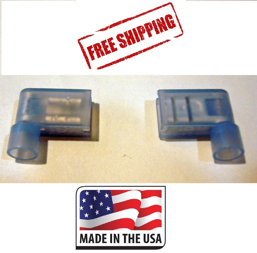 (50) 14-16 BLUE NYLON FEMALE FLAG TERMINAL RIGHT ANGLE FULLY INSULATED CONNECTOR