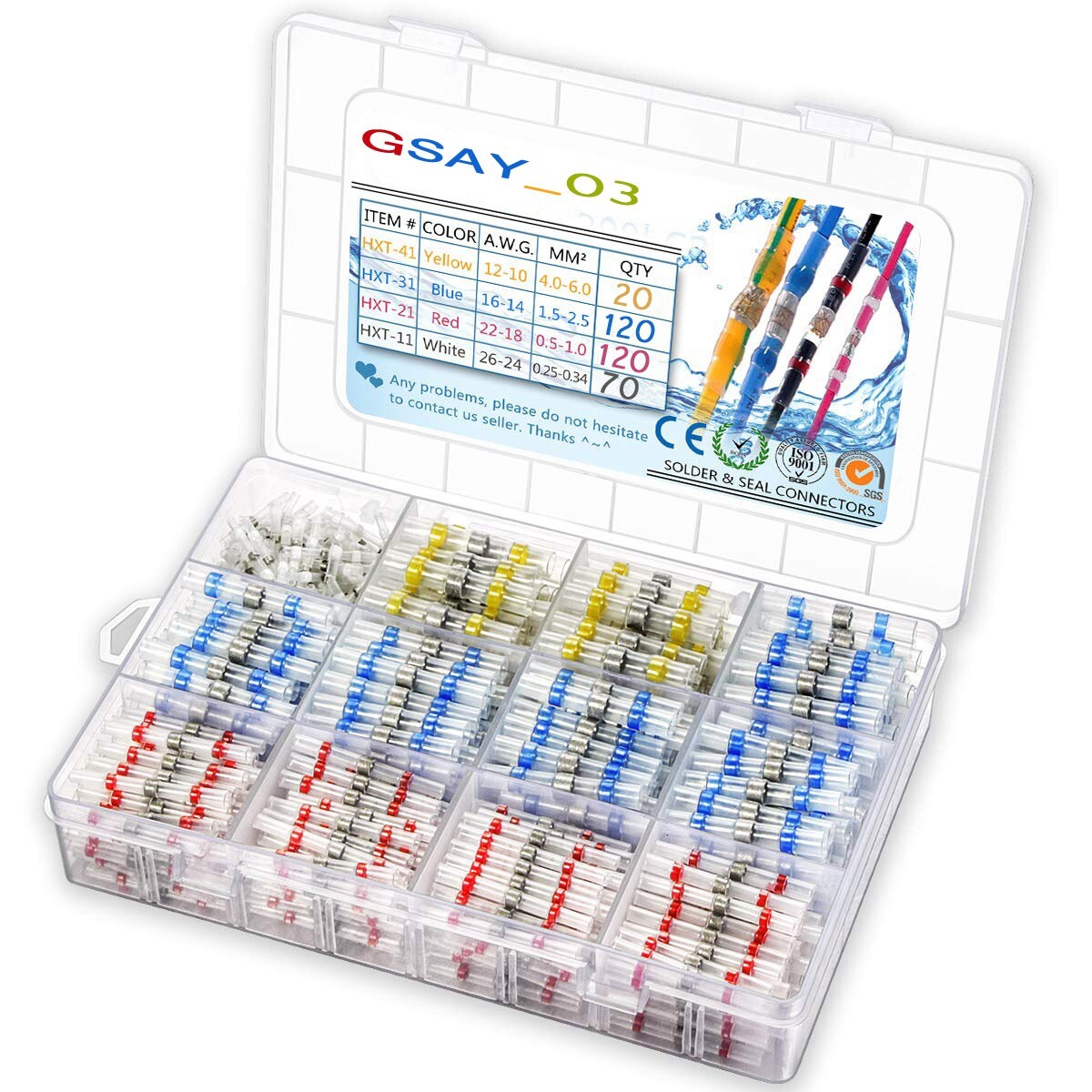 330PCS Waterproof Self Solder Seal Heat Shrink Wire Connectors Butt Terminals