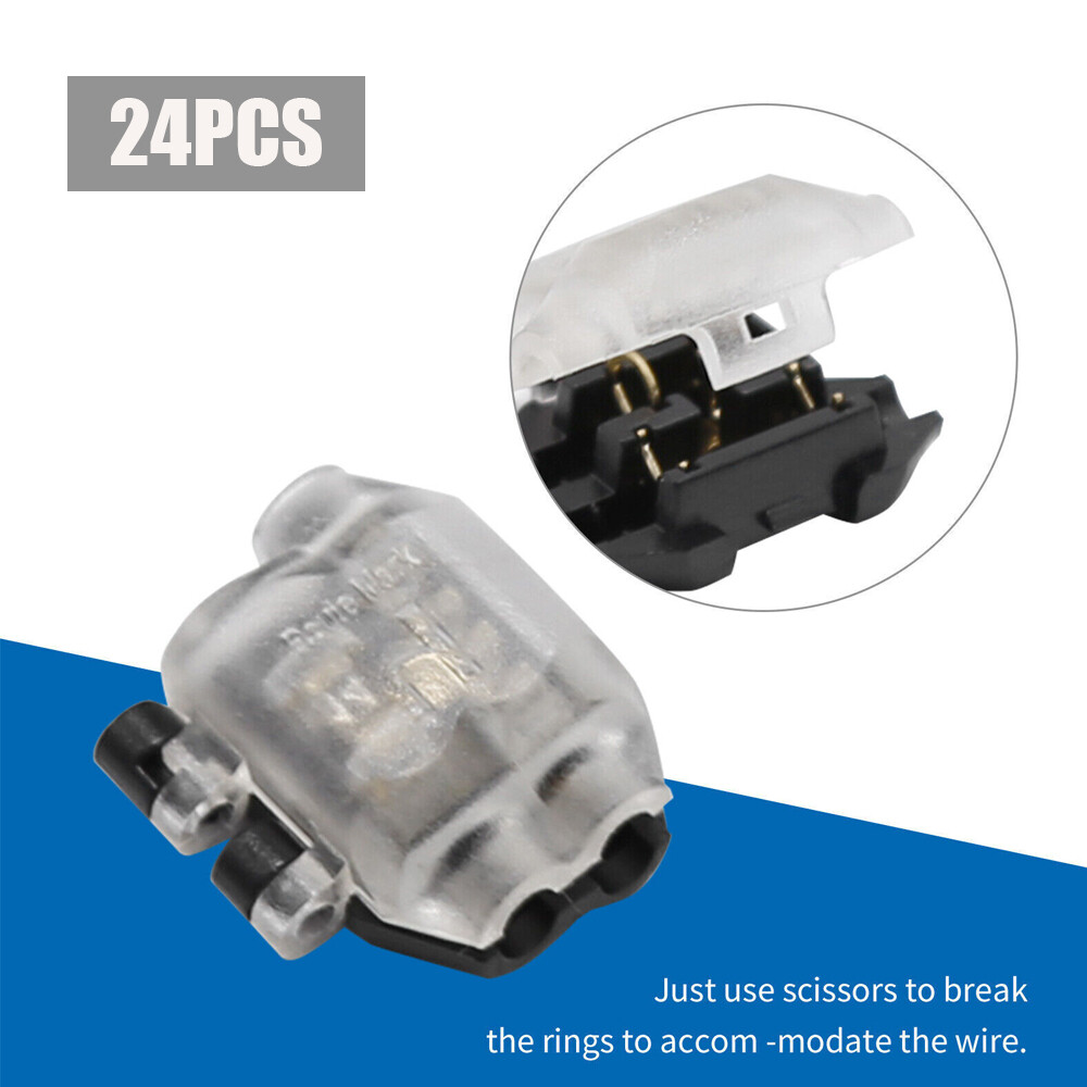 24x Low Voltage Wire splice connectors 3 Way T Tap Solderless For 24-18 AWG Wire