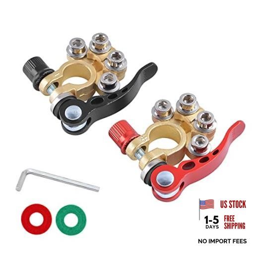 Battery Terminal Clamp Connectors, 2 Pcs 4 Way Quick Release Black/Red-2