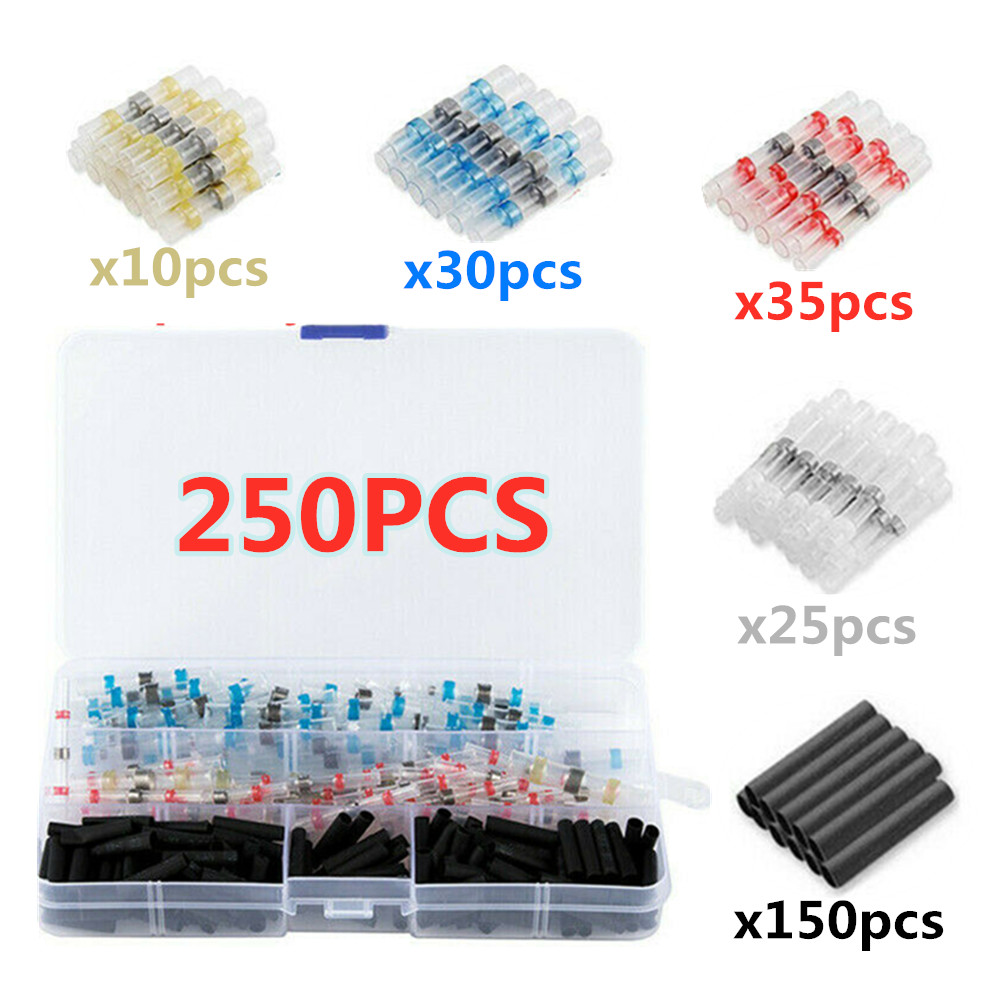 250PCS 26-10AWG Waterproof Insulation Heat Shrink Sleeve Wire Connectors