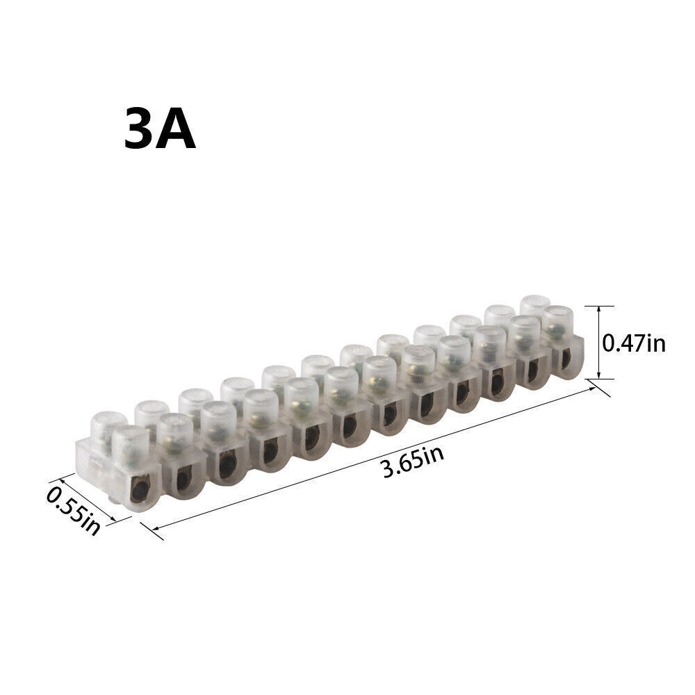 5-20X 12-Position Barrier Screw Terminal Block Wire Connection Strip 3/6/10/15A