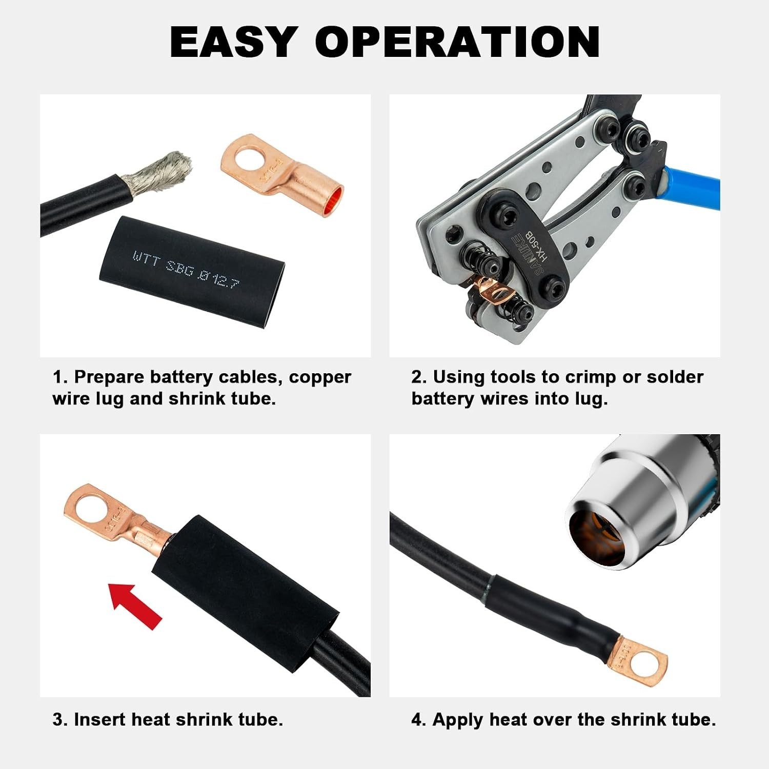 160pcs Copper Wire Lugs Kit with Heat Shrink Tubing – Versatile Crimp Connectors