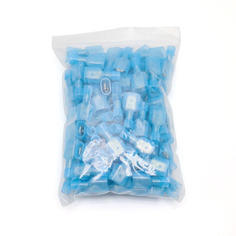 Nylon Male Insulated Wire Terminal Spade Crimp Connector 16-14AWG Gauge Blue US