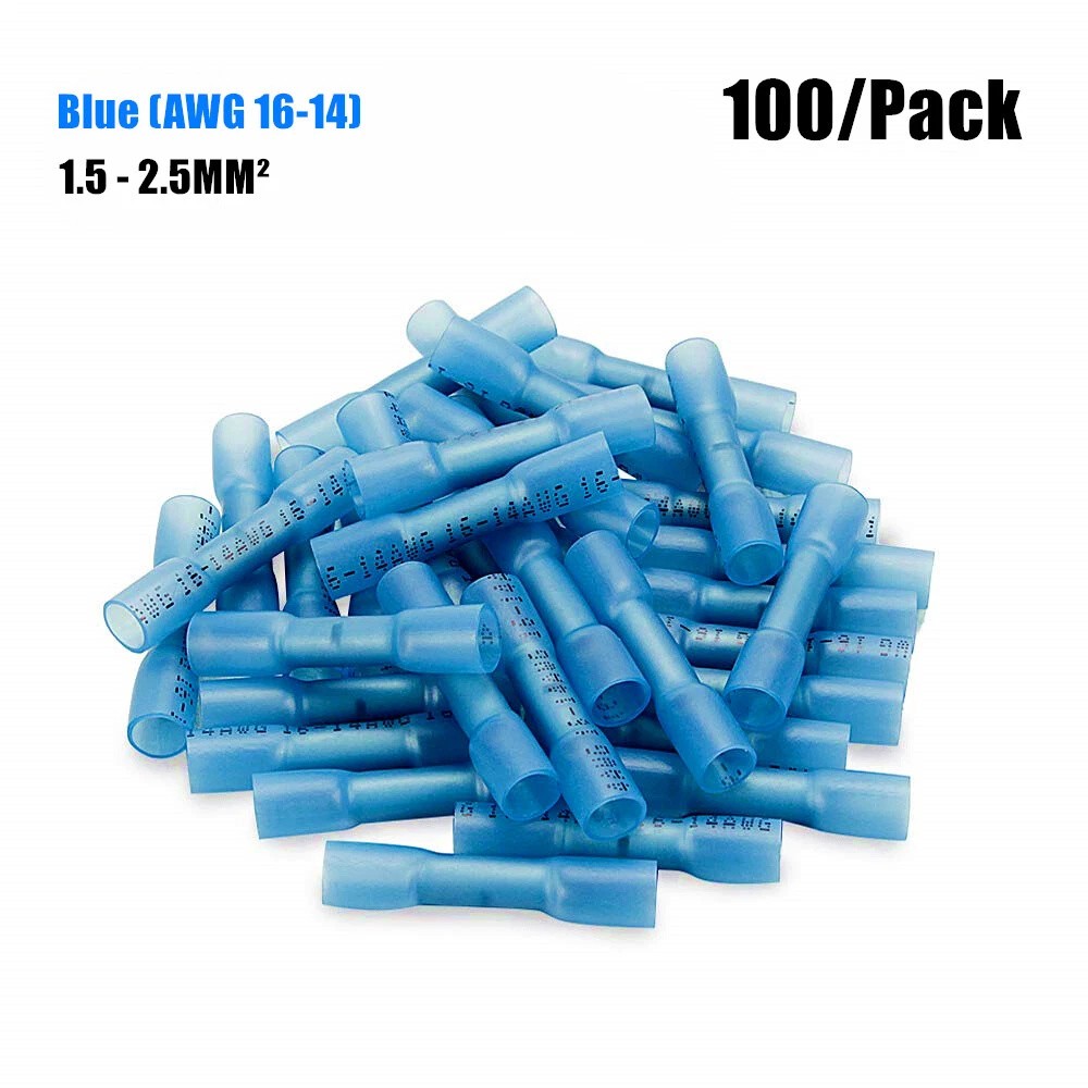 100x Heat Shrink But Connector Waterproof Electrical Wire Marine Butt Splice