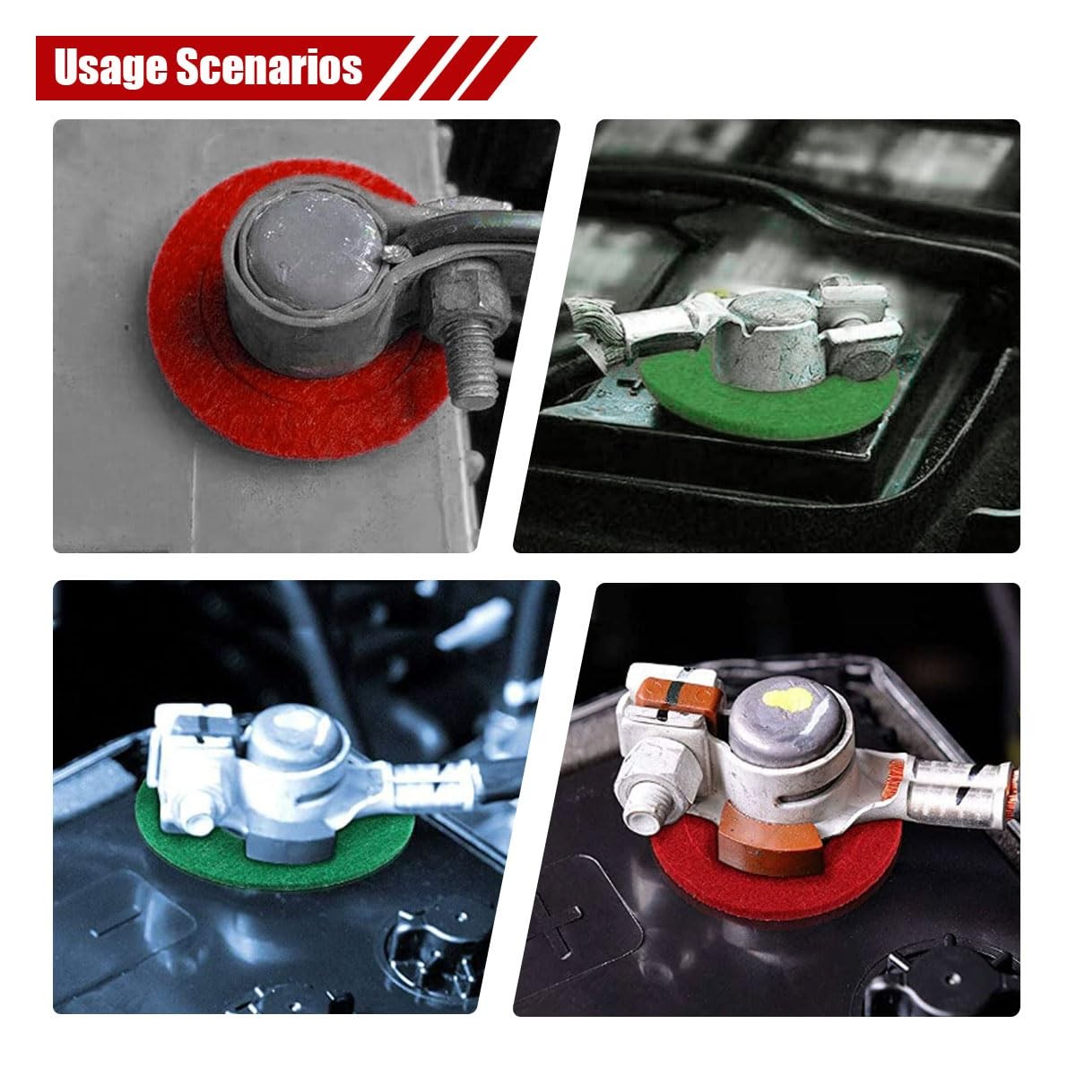 8 Pcs Auto Fiber Shim Battery Terminal Protector Anti Corrosion Red Green