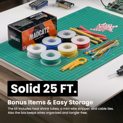 22 AWG Solid Core Hookup Wire 25ft – 22 Gauge, 6 25FT Solid Core + Heat Shrink