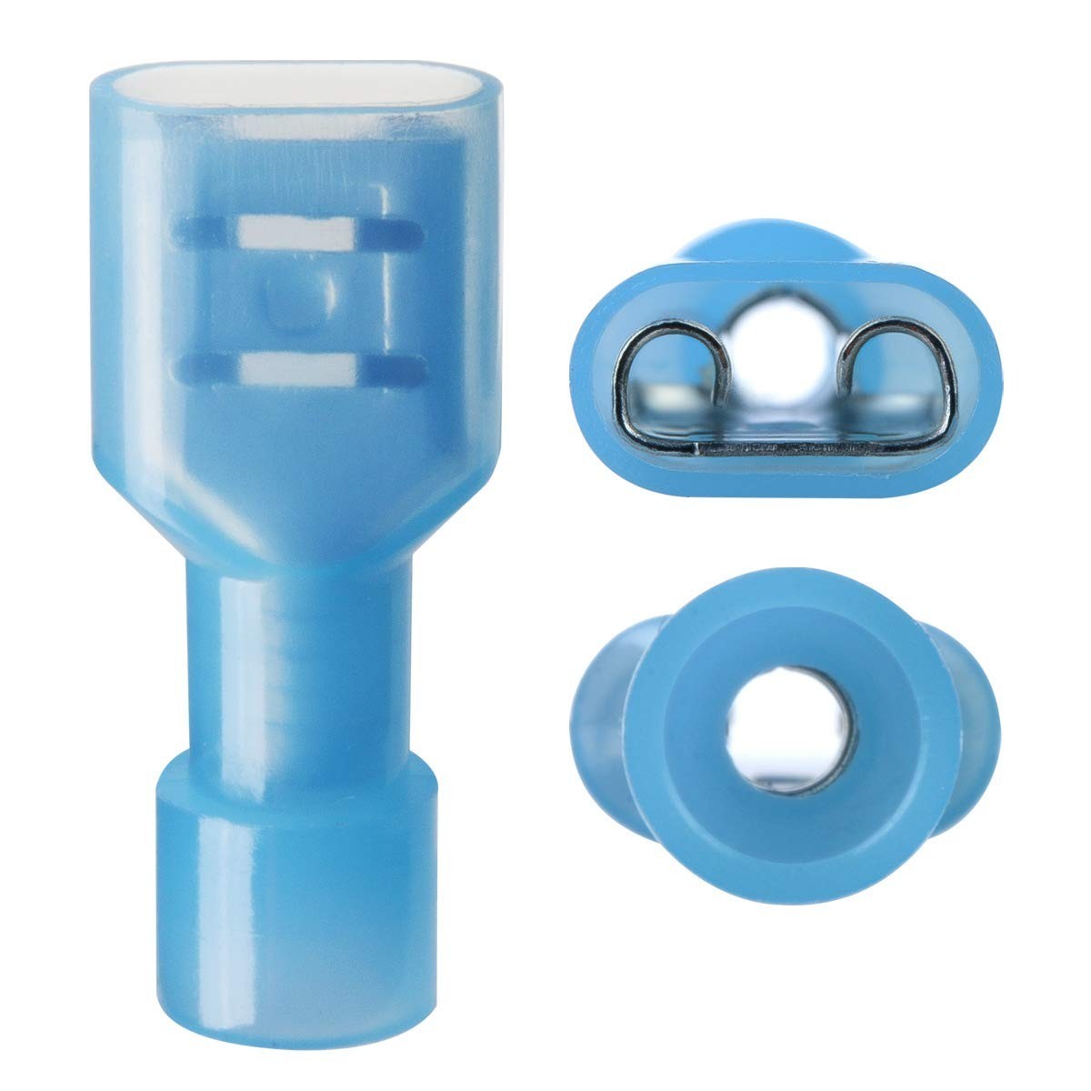 100 Pcs Blue Crimp Connectors 16-14 AWG Female Spade Terminals Insulated
