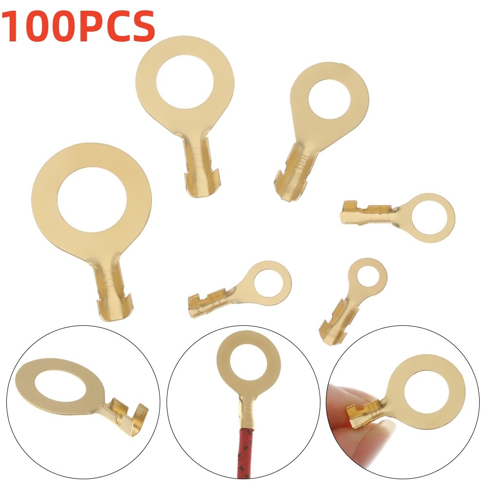 100x Assorted Copper Ring Crimp Electrical Wire Connector Spade Terminal M3-M10