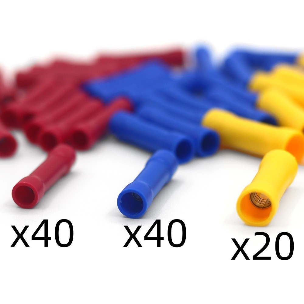 100Pcs Assorted Insulated Electrical Wire Cable Terminal Butt Crimp Connector