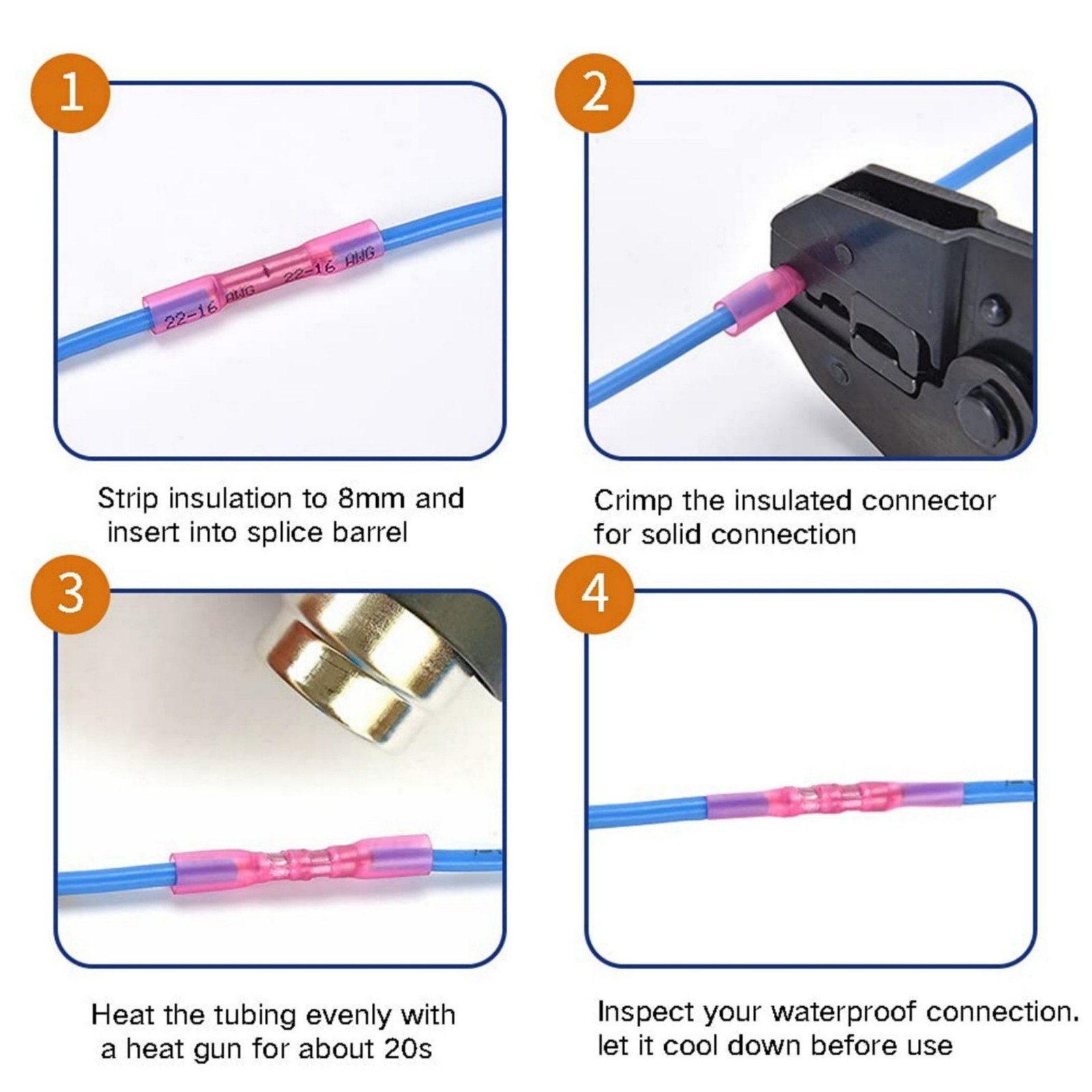 3:1 Heat Shrink Wire Connectors -60°F-260°F Temp Range 500PCS Tin-Plated Copper