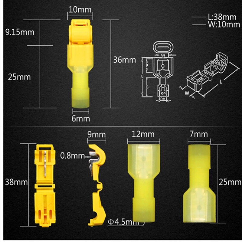 240X Waterproof T-Tap 22-10AWG Quick Splice Wire Terminal Connectors Combo Kit