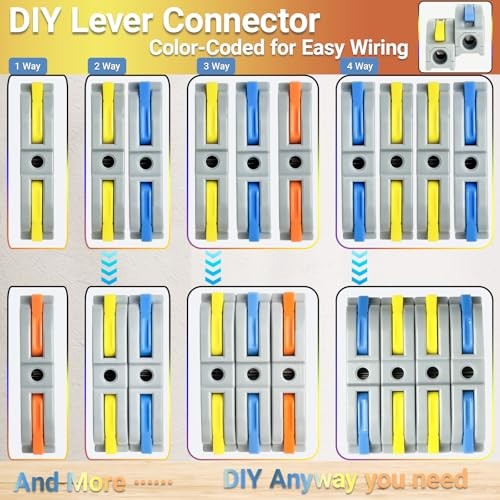 100pcs Lever Wire Connectors, 1 in 1 Out Inline Electrical Wire Splicing