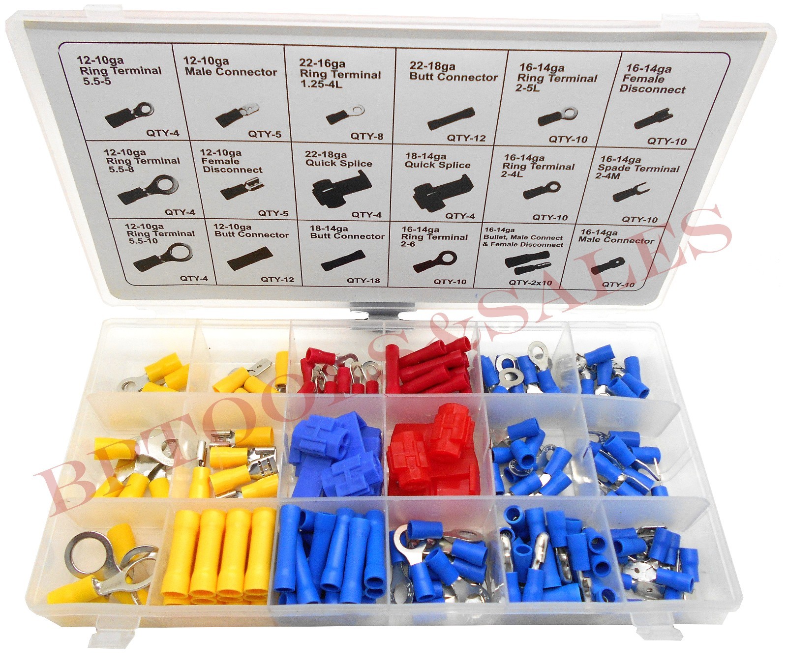 160 Pc Terminal Assortment Set Electrical Ring Butt Spade Male Female Assorted
