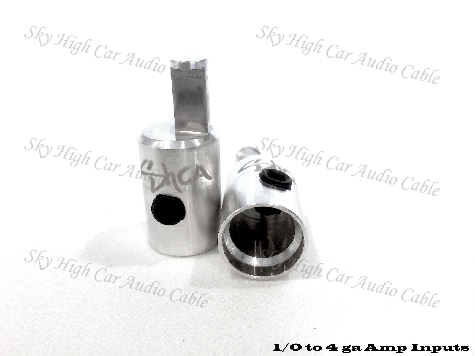 Pair of Sky High Car Audio 1/0 Gauge to 4 Gauge Amp Input Reducers Inputs