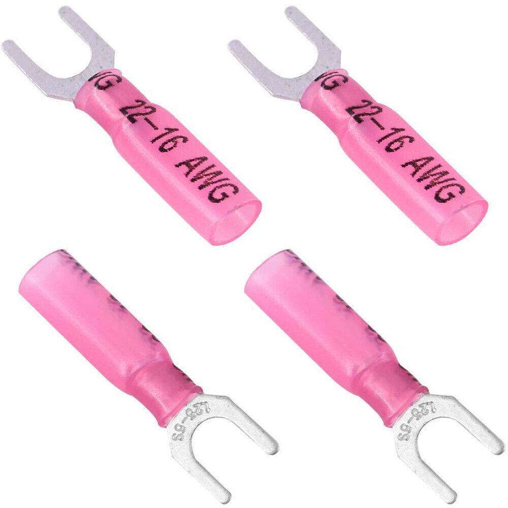 100pcs Pre-Insulated Electrical Heat Shrink Fork Wire Spade Crimp Terminals