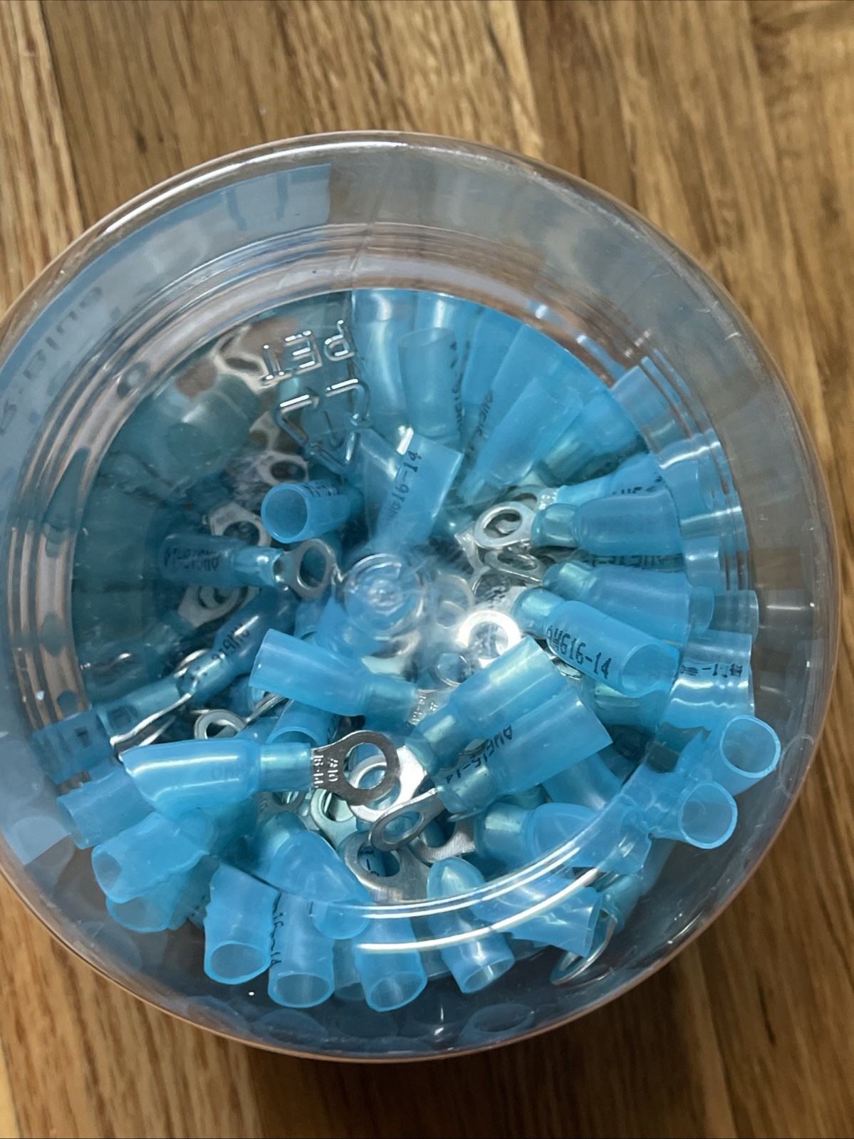 Lot Of 198 Haisstronica 16-14 Awg Blue Heat Shrink Ring Connectors