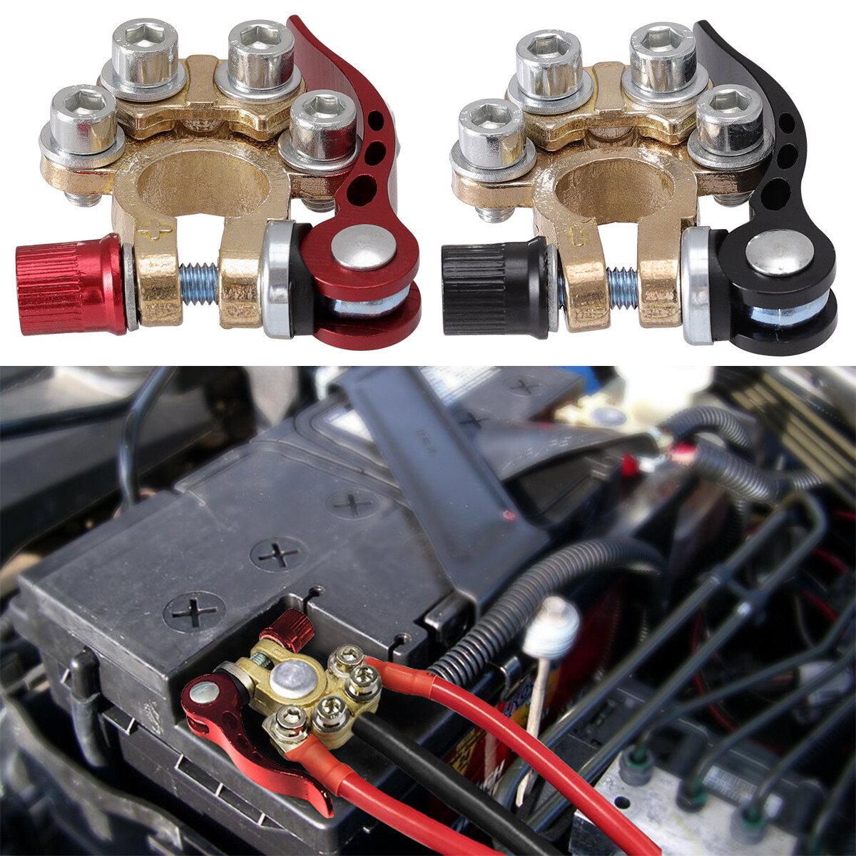 4 X Battery Terminal Clamp Connectors 4 Way Quick Release Adjust Disconnect Tool