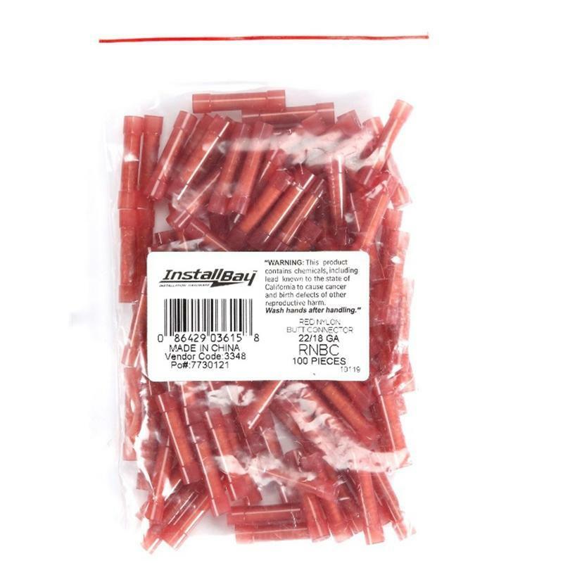 The Install Bay by Metra RNBC Red Nylon 22/18 Gauge Butt Connector (100 Pack)