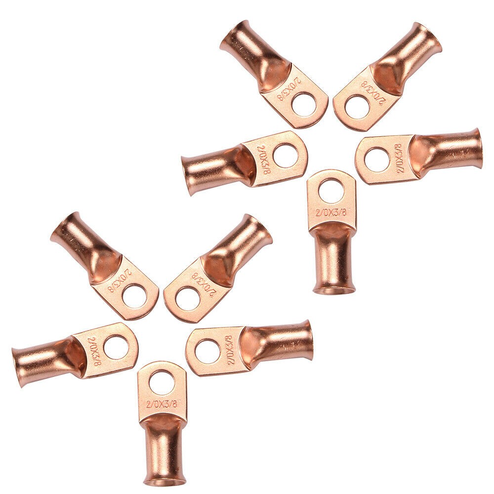 20Pcs 2/0 AWG 3/8″Copper Lugs W/ BLACK & RED 3/4″Heat Shrink Ring Terminals Wire