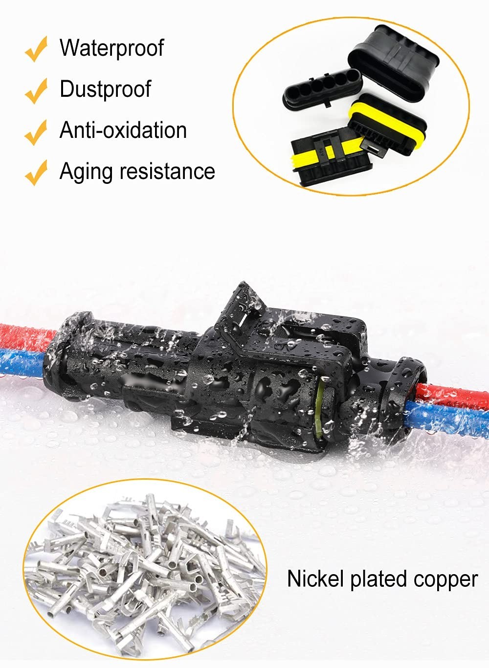 800pcs Waterproof Automotive Wire Connectors Kit with Crimper, 22-16 AWG, Male/F