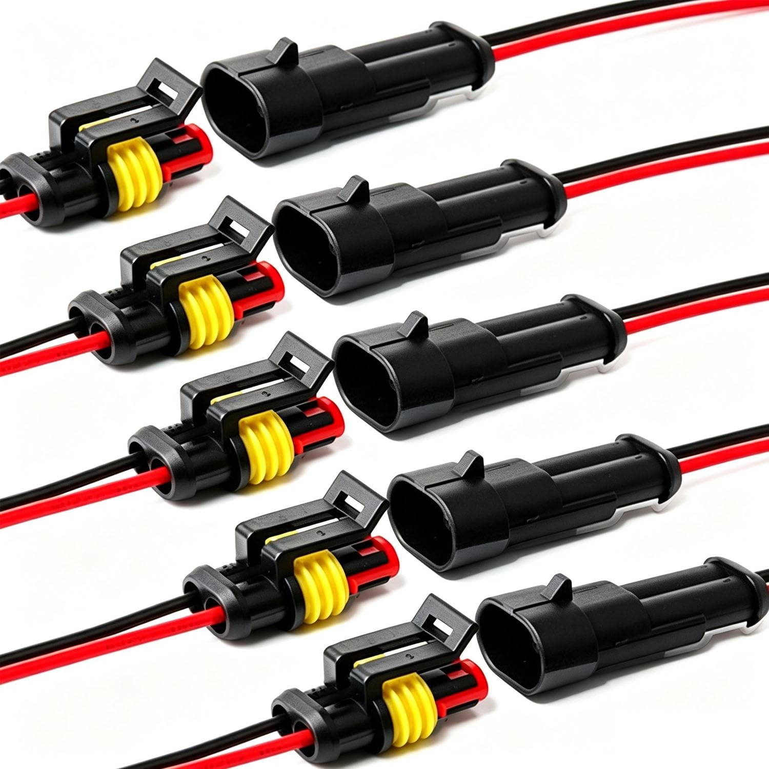 2 Pin Waterproof Electrical Connector 16 AWG Wire Plug Car Truck Boat 5 Sets