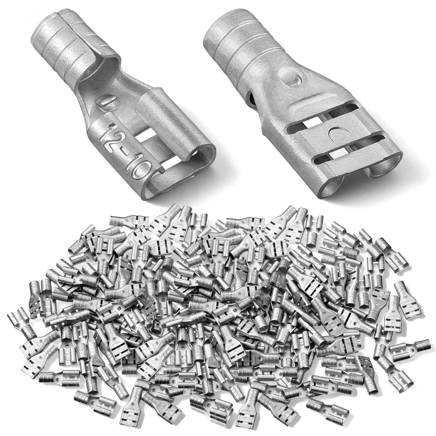 50 Pcs High Temperature Female Non Insulated Spade Connectors 12-10 Gauge Quick
