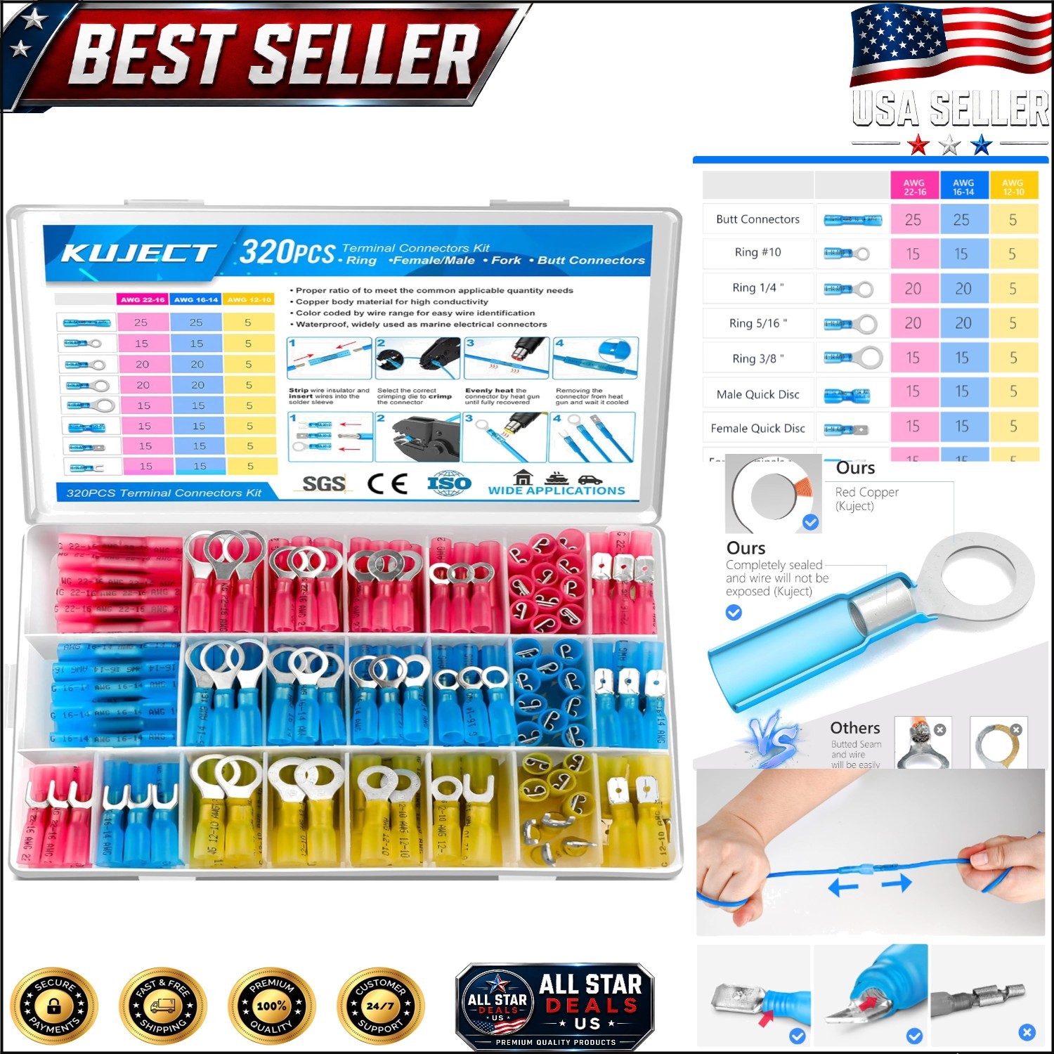 320PC Heat Shrink Wire Connectors – Crimp Terminals for All Projects