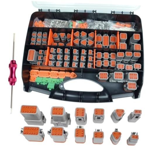 422 PCS Deutsch Connector Kit, 2 3 4 6 8 12 Pin Grey DT Connector | with 422PCS