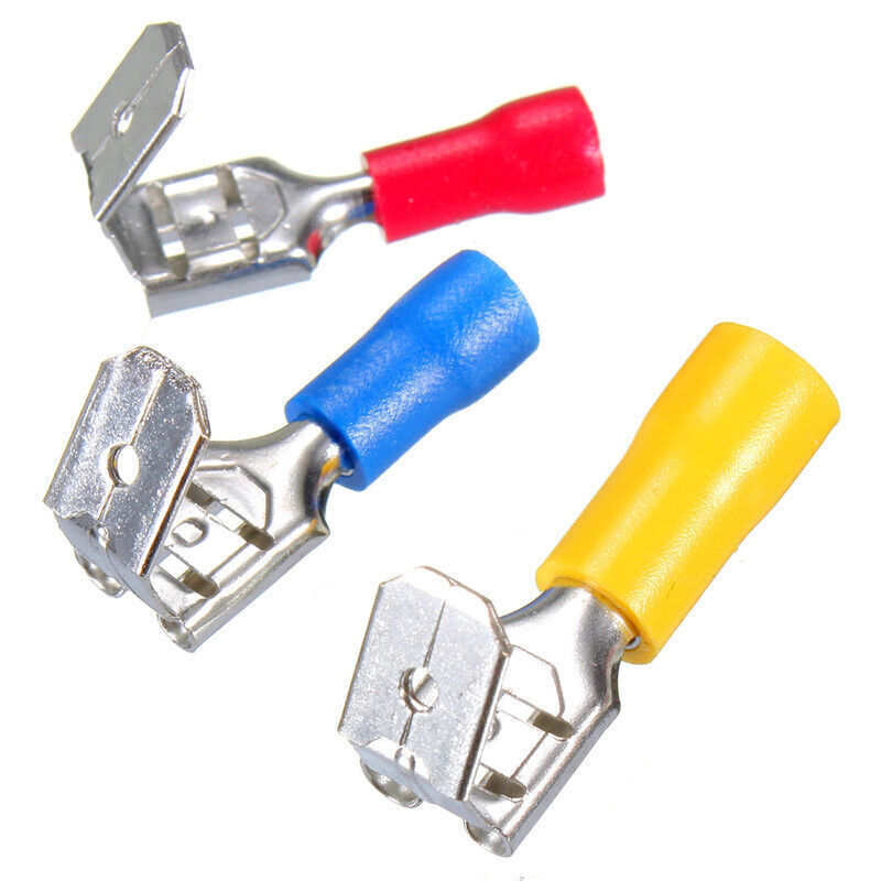 75pcs Insulated 6.3mm Piggyback Spade Crimp Terminal Connectors Assorted 1/4″
