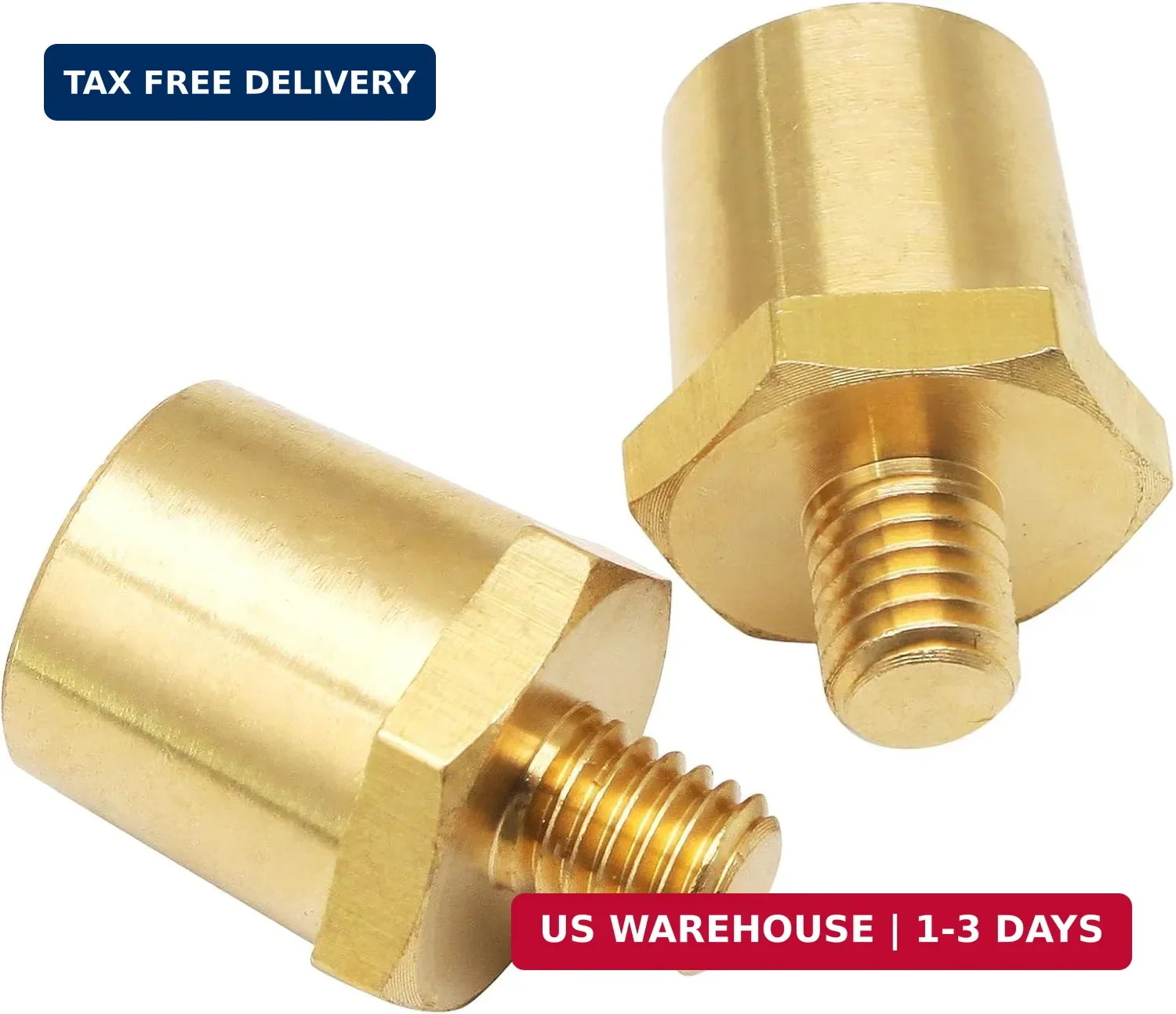 M8 Thread Male Battery Terminal Charging Post, 1 Pair | Brass, Battery Post Adap