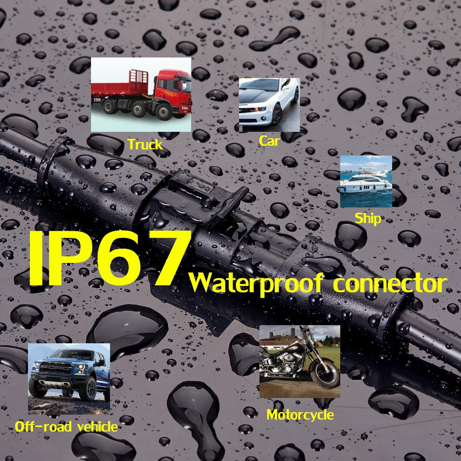 2Pin Connector Waterproof Connector,Male and Female 16 AWG 2 Wire Plug Auto Elec