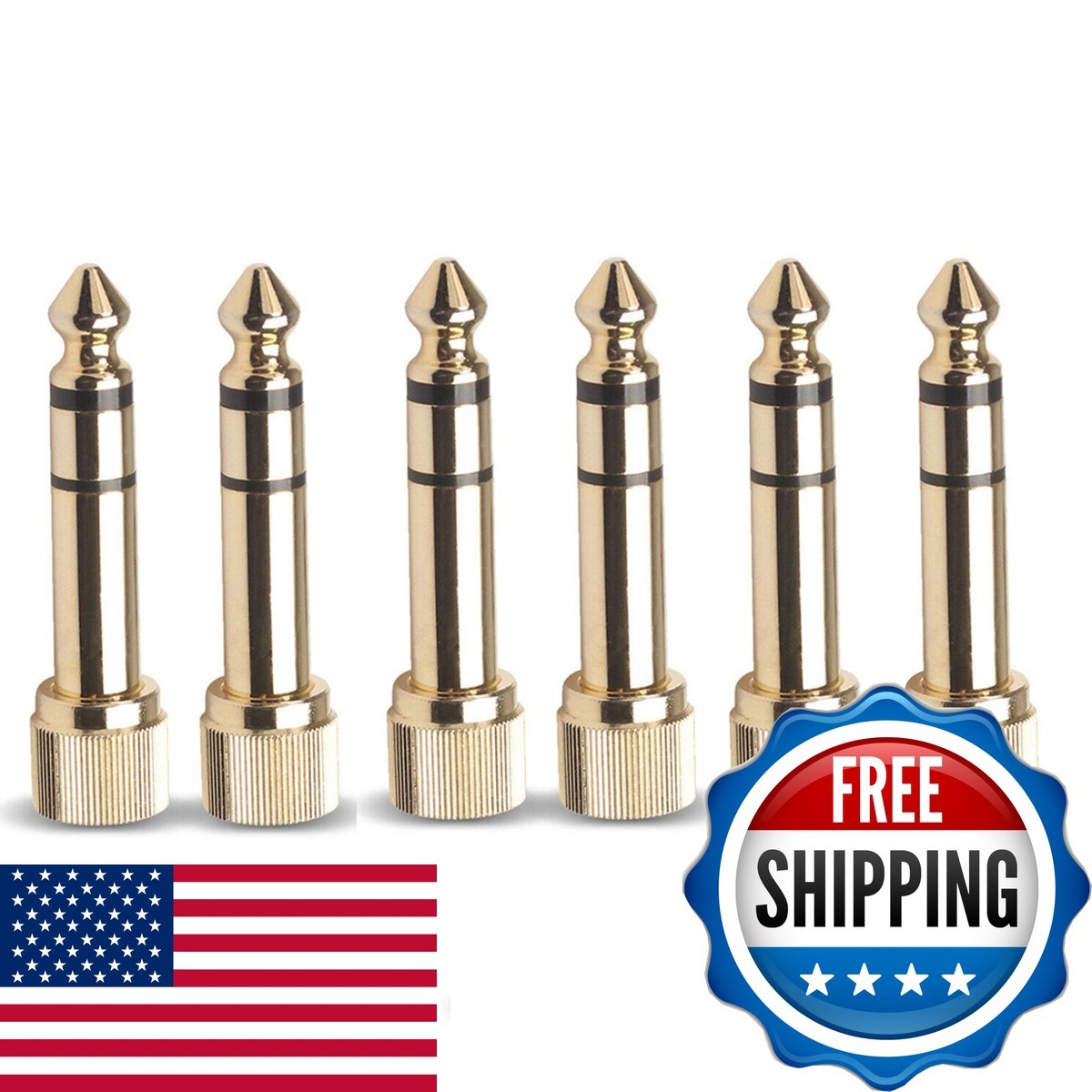 daier 6Pcs 6.35mm Male to 3.5mm Female Audio Screw Adapter