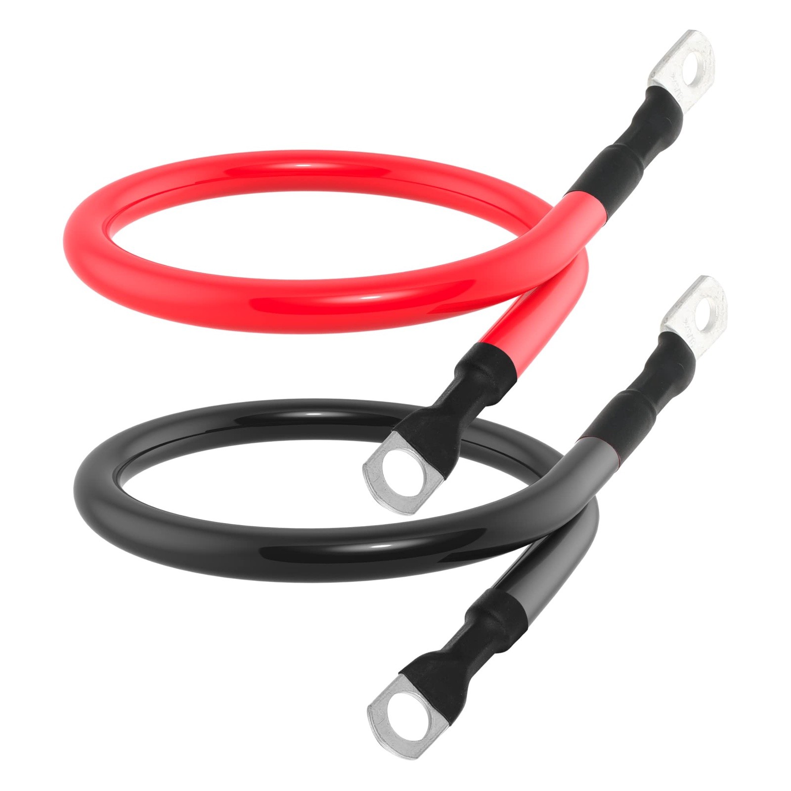 TUELETFU 2 AWG Battery Cable 2FT Black Copper Lugs